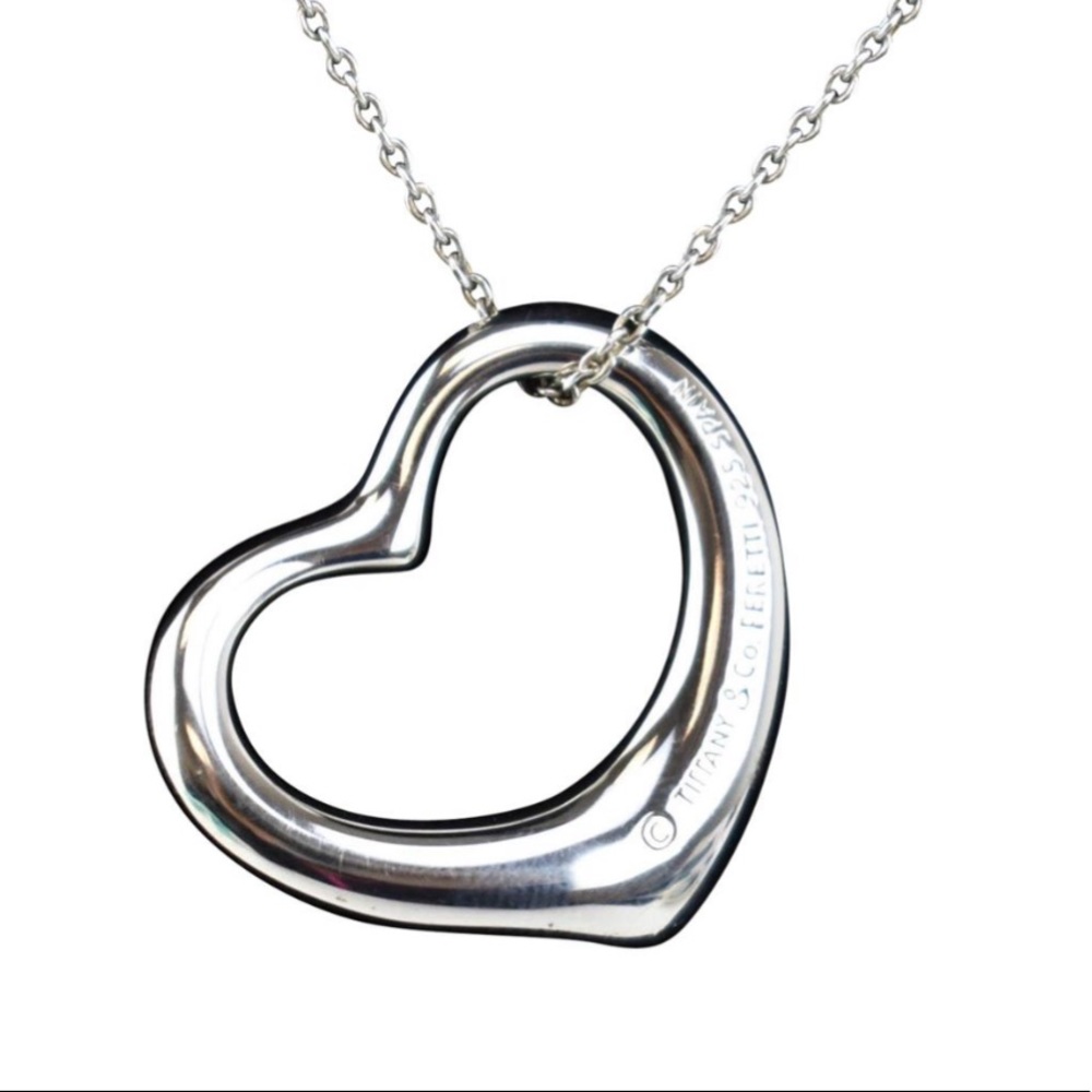 Tiffany & Co. open heart sterling silver pendant necklace